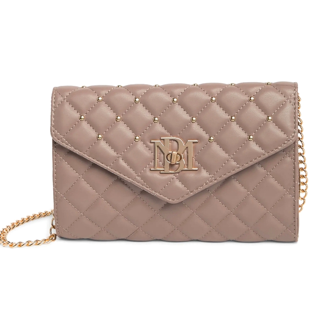 Badgley Mischka Quilted Crossbody Bag in Taupe with Gold Accents NWT - Picture 1 of 8